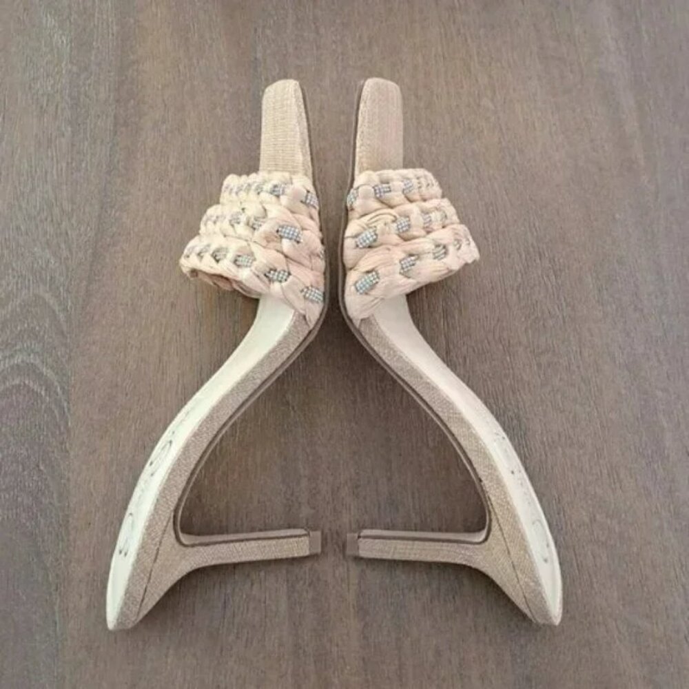 Jessica Simpson Kasova Braided Heeled Sandals - Color: Natural - Size: 9 - Picture 7 of 10
